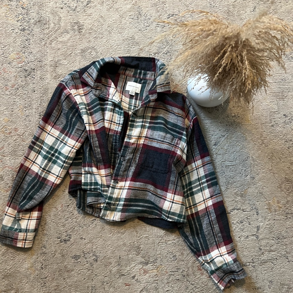 American Eagle Cropped Flannel